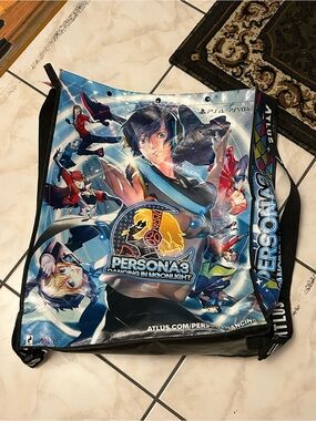 Persona 3 and 5 Dancing in Moonlight Starlight Blue Red Graphic Drawstring Bag